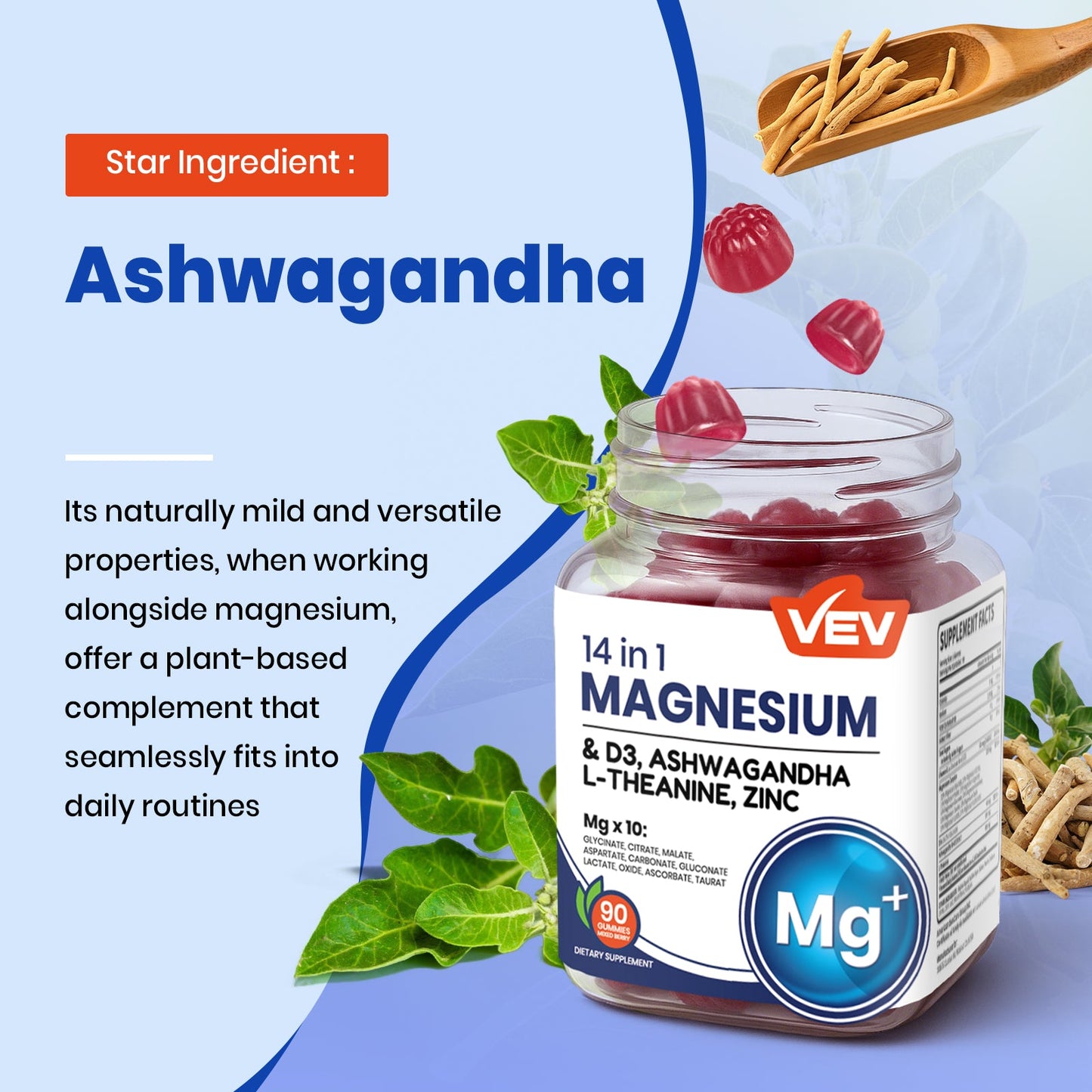 VEV DeepCalm 14-in-1 Magnesium Complex Gummies